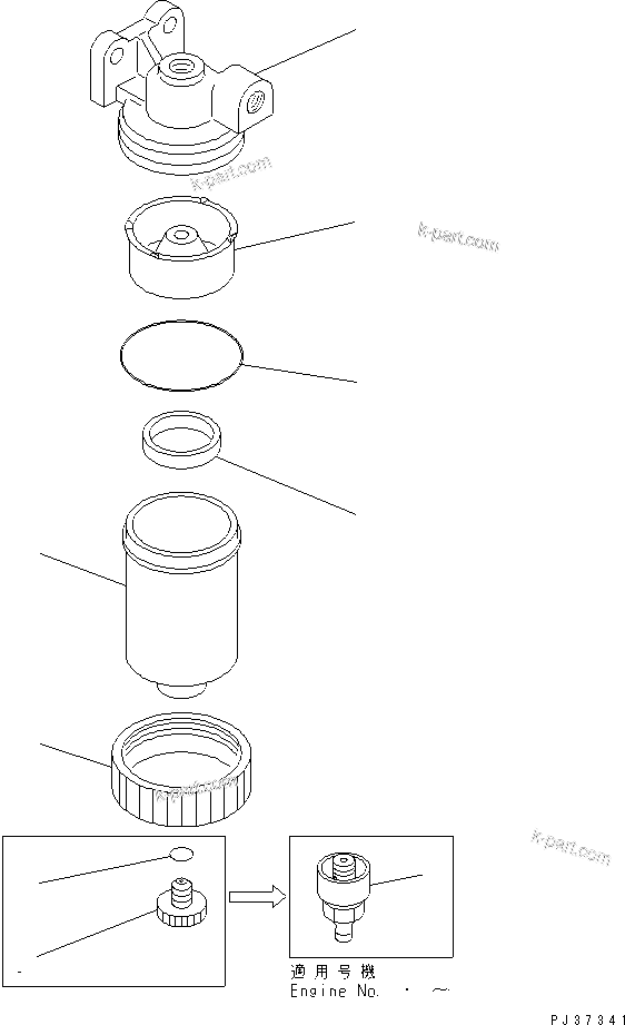 Komatsu parts book diagram for 4D94-2G S/N 10003-UP: WATER SEPARATOR