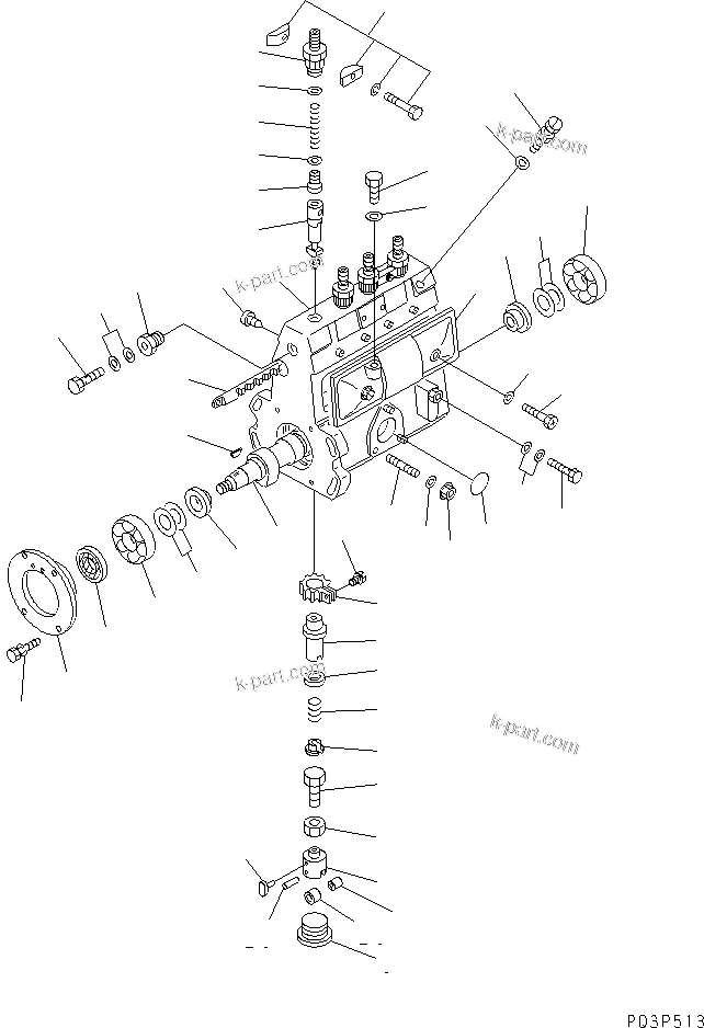 Komatsu parts book diagram for 4D94-2G S/N 10003-UP: FUEL INJECTION PUMP (PUMP)(#28177-)