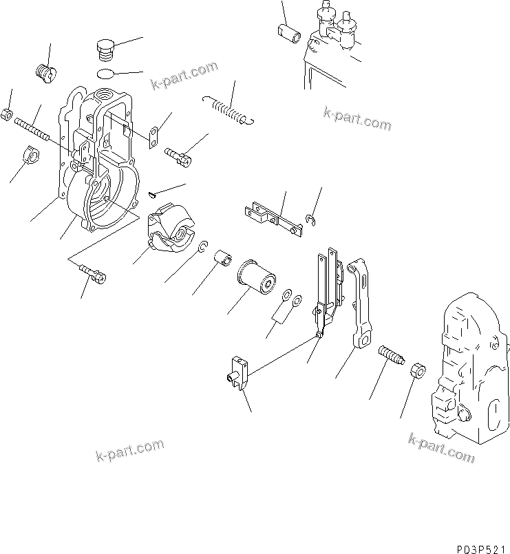Komatsu parts book diagram for 4D94-2G S/N 10003-UP: FUEL INJECTION PUMP (GOVERNOR) (1/2) (EXCEPT JAPAN)