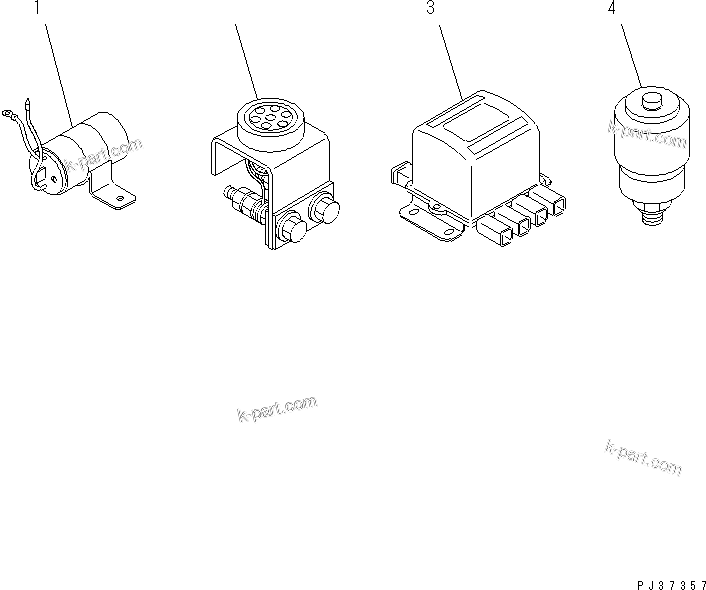 Komatsu parts book diagram for 4D94-2G S/N 10003-UP: STARTING MOTOR RELAY AND SIGNAL