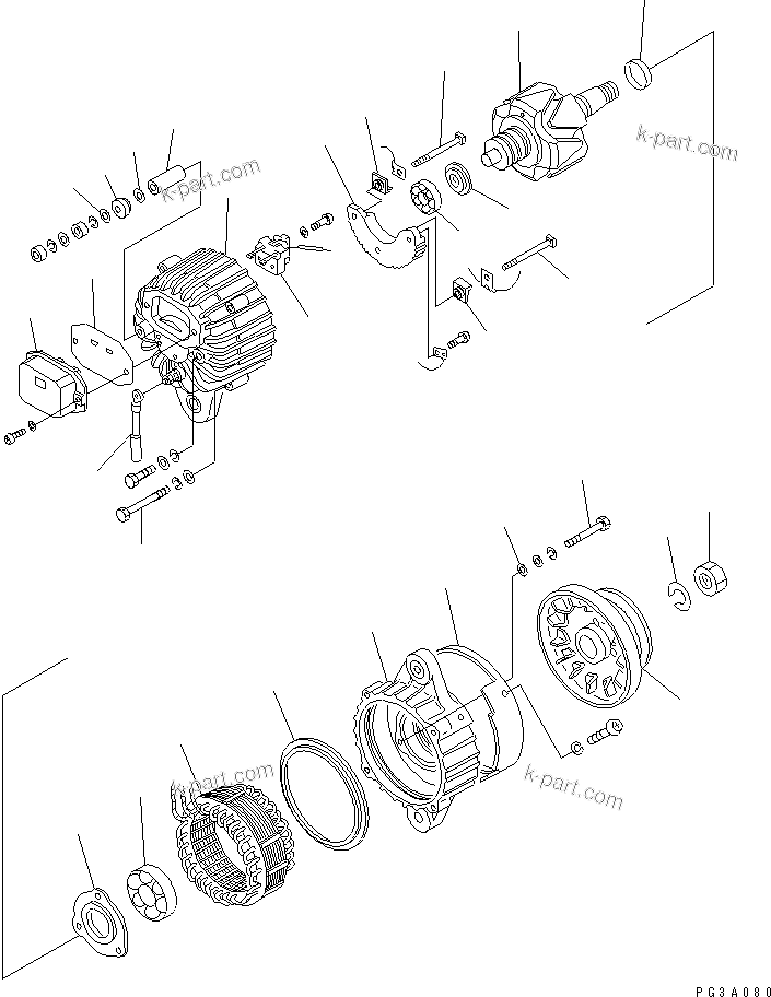 Komatsu parts book diagram for 4D94-2G S/N 10003-UP: ALTERNATOR (13A) (WITH NON HARDENING PULLEY)                     (TROPICAL SANDY AND DUSTY SPEC.)