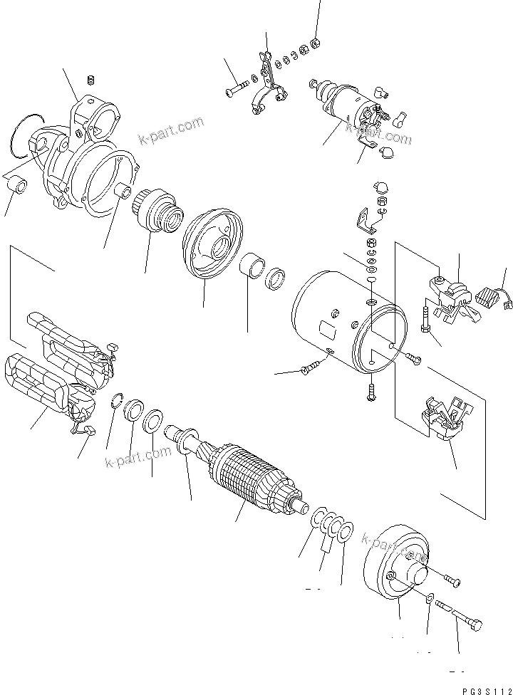Komatsu parts book diagram for 4D94-2G S/N 10003-UP: STARTING MOTOR (3.5KW)(#26143-34196)