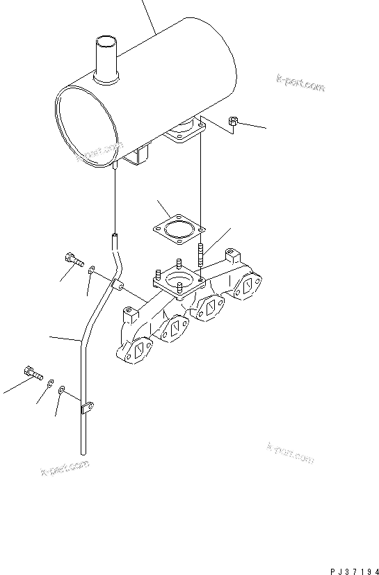 Komatsu parts book diagram for 4D94-2T S/N 33593-UP: MUFFLER AND MOUNTING