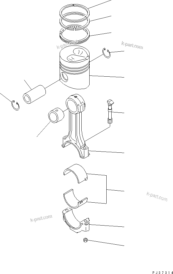 Komatsu parts book diagram for 4D94-2T S/N 33593-UP: PISTON AND CONNECTING ROD