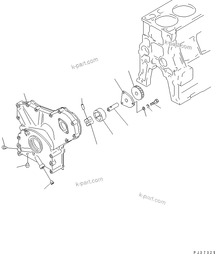 Komatsu parts book diagram for 4D94-2T S/N 33593-UP: LUBRICATING OIL PUMP