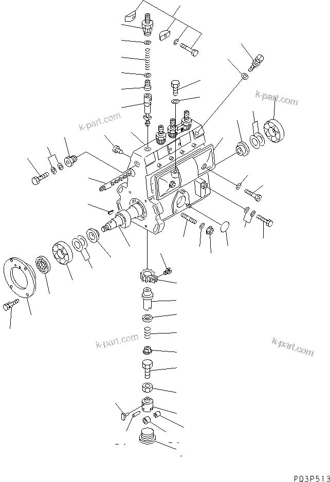 Komatsu parts book diagram for 4D94-2T S/N 33593-UP: FUEL INJECTION PUMP(PUMP)