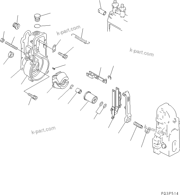 Komatsu parts book diagram for 4D94-2T S/N 33593-UP: FUEL INJECTION PUMP(GOVERNOR)(1/2)