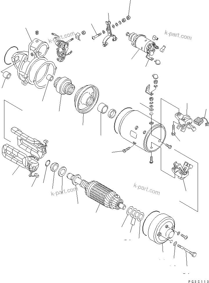 Komatsu parts book diagram for 4D94-2T S/N 33593-UP: STARTING MOTOR(3.5KW)(WATER PROOF TYPE)(#33593-34196)