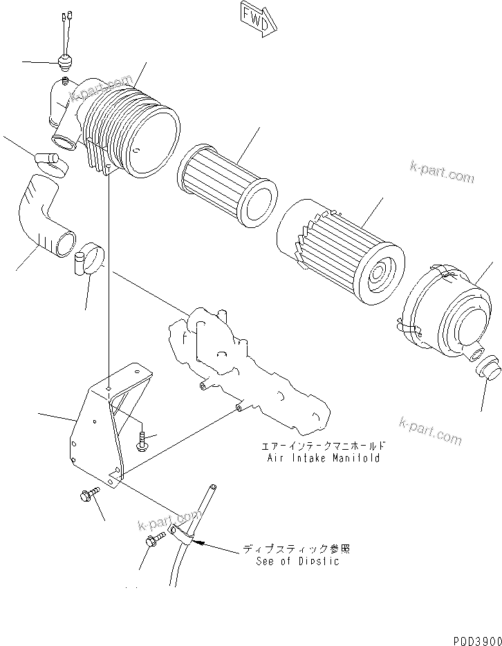 Komatsu parts book diagram for 4D94E-1A S/N 00101-UP: AIR CLEANER(#00101-02610)