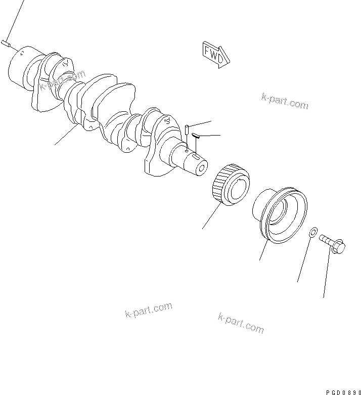 Komatsu parts book diagram for 4D94E-1A S/N 00101-UP: CRANKSHAFT