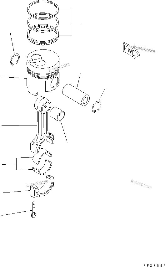 Komatsu parts book diagram for 4D94E-1A S/N 00101-UP: PISTON AND CONNECTING ROD
