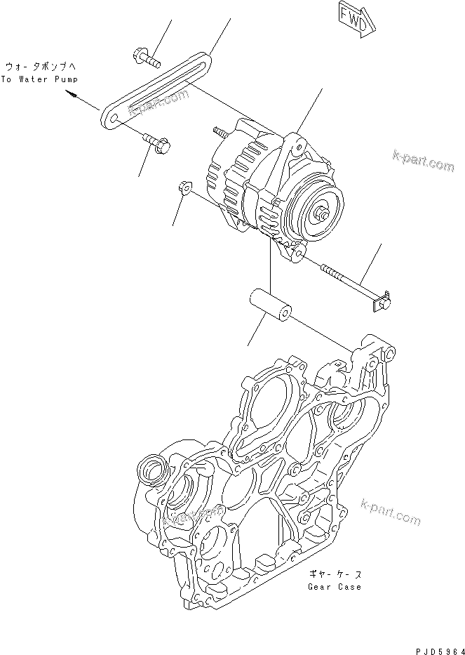 Komatsu parts book diagram for 4D94E-1A S/N 00101-UP: ALTERNATOR AND MOUNTING (40A)(#02611-)