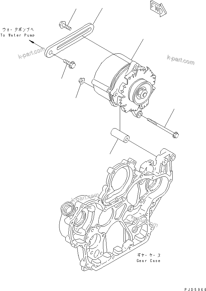 Komatsu parts book diagram for 4D94E-1A S/N 00101-UP: ALTERNATOR AND MOUNTING (25A) (FOR TRIMMING DOZER)(#02611-)