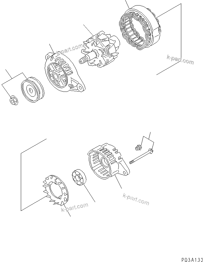 Komatsu parts book diagram for 4D94E-1A S/N 00101-UP: ALTERNATOR (40A) (INNER PARTS)(#02611-)