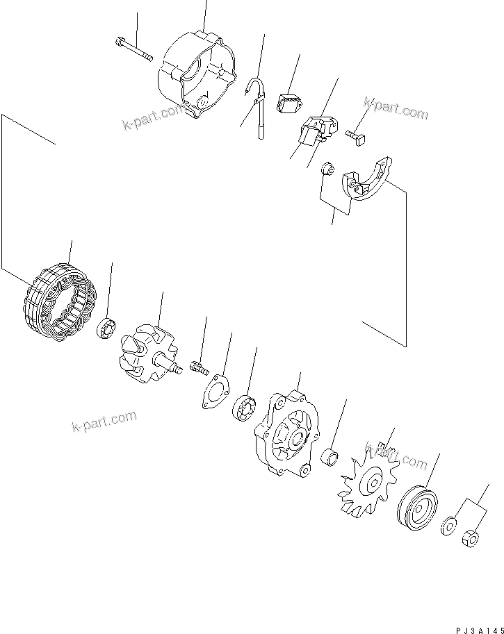Komatsu parts book diagram for 4D94E-1A S/N 00101-UP: ALTERNATOR (80A) (INNER PARTS)(#02611-)