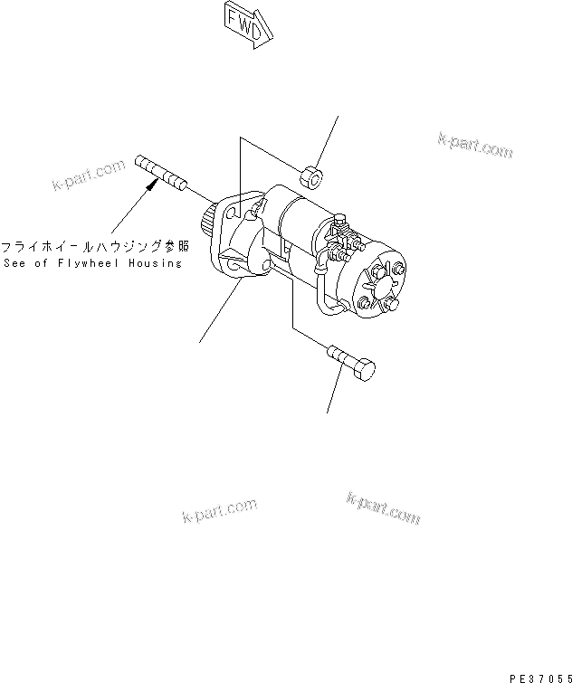 Komatsu parts book diagram for 4D94E-1A S/N 00101-UP: STARTING MOTOR AND MOUNTING (2.3KW)