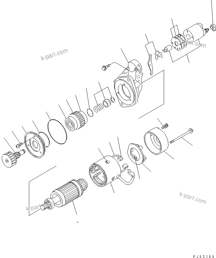Komatsu parts book diagram for 4D94E-1A S/N 00101-UP: STARTING MOTOR (2.3KW) (INNER PARTS)