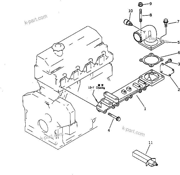 Komatsu parts book diagram for 4D95L-1BB S/N 49965-UP: AIR INTAKE MANIFOLD AND CONNECTION