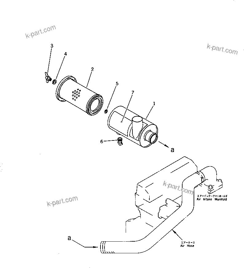 Komatsu parts book diagram for 4D95L-1BB S/N 49965-UP: AIR CLEANER (SINGLE ELEMENT TYPE)