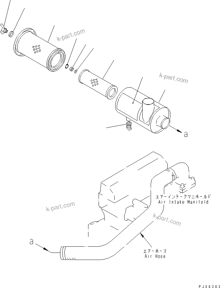 Komatsu parts book diagram for 4D95L-1BB S/N 49965-UP: AIR CLEANER (DOUBLE ELEMENT TYPE)(#59833-)