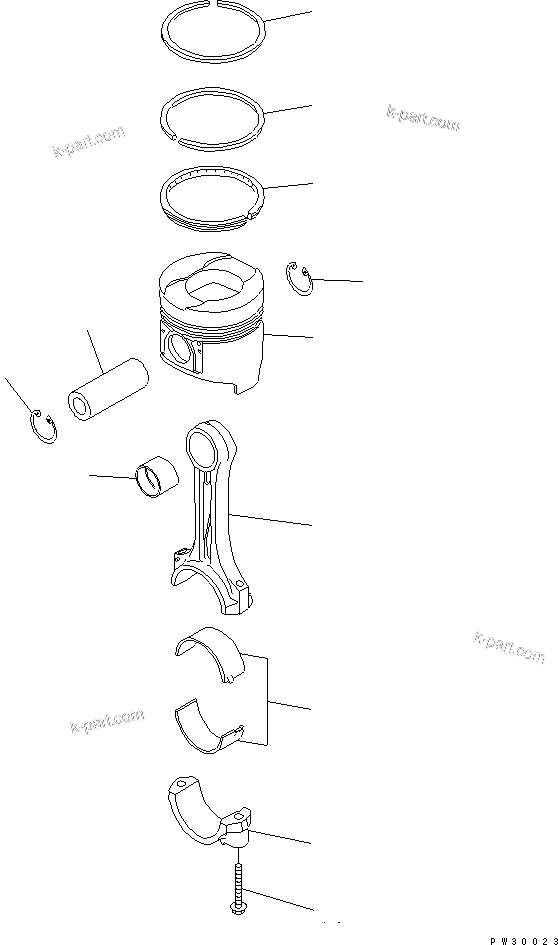 Komatsu parts book diagram for 4D95L-1BB S/N 49965-UP: PISTON AND CONNECTING ROD