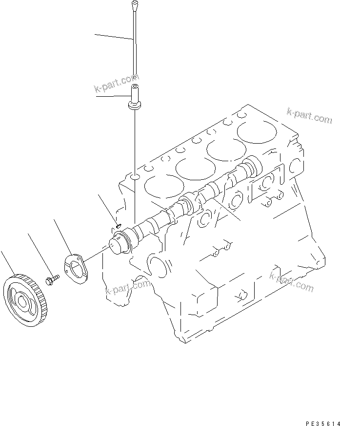 Komatsu parts book diagram for 4D95L-1BB S/N 49965-UP: CAMSHAFT AND TAPPET(#55966-)