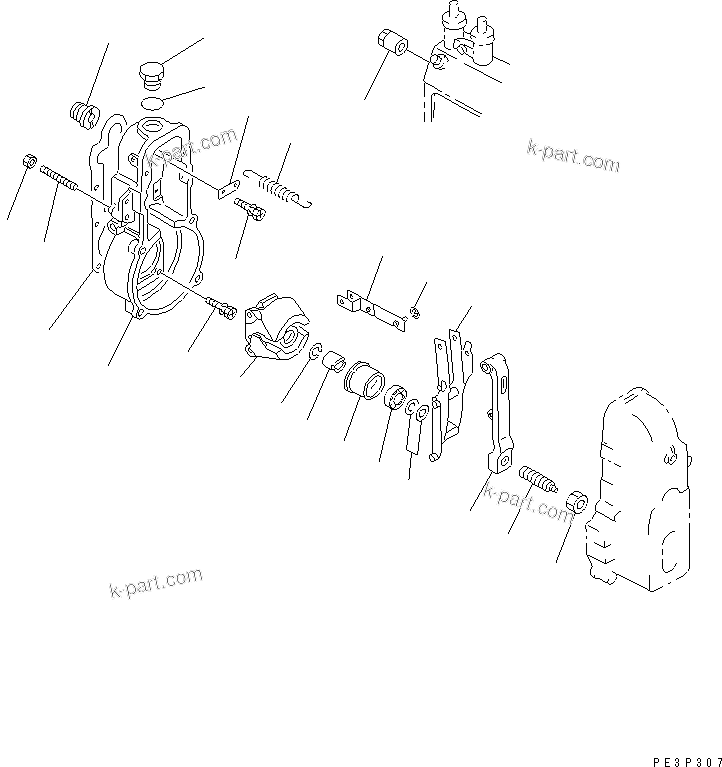 Komatsu parts book diagram for 4D95L-1BB S/N 49965-UP: FUEL INJECTION PUMP (GOVERNOR) (1/2)