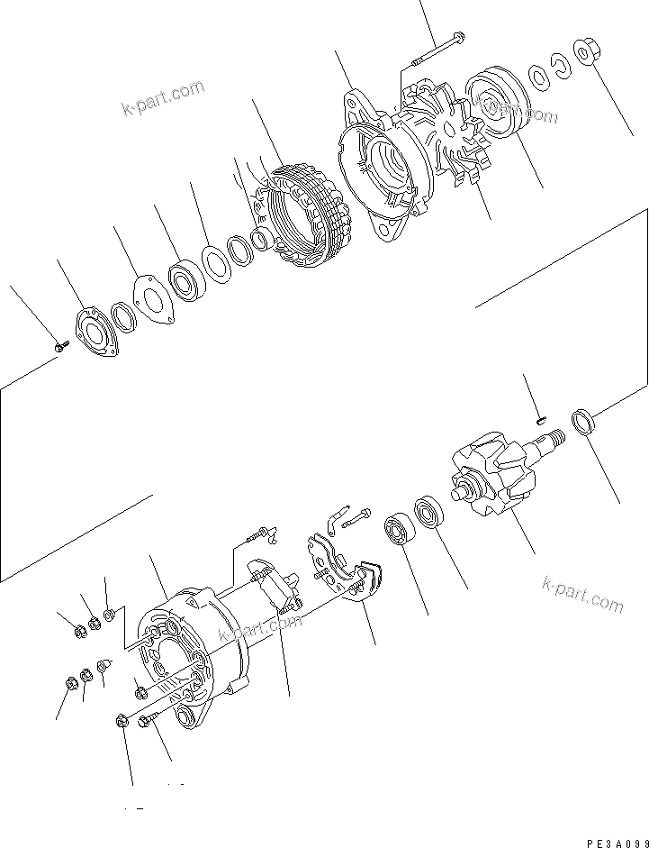 Komatsu parts book diagram for 4D95L-1BB S/N 49965-UP: ALTERNATOR (25A)(#55966-)