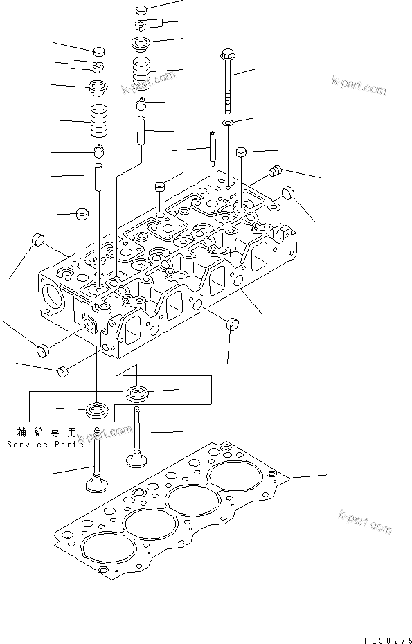 Komatsu parts book diagram for 4D95L-1GG S/N 131803-UP: CYLINDER HEAD