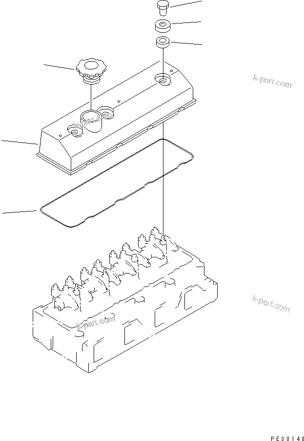 Komatsu parts book diagram for 4D95L-1GG S/N 131803-UP: HEAD COVER