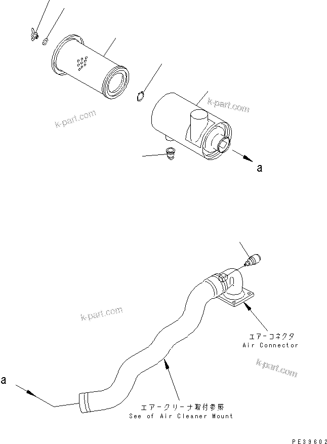 Komatsu parts book diagram for 4D95L-1GG S/N 131803-UP: AIR CLEANER (SINGLE ELEMENT TYPE)