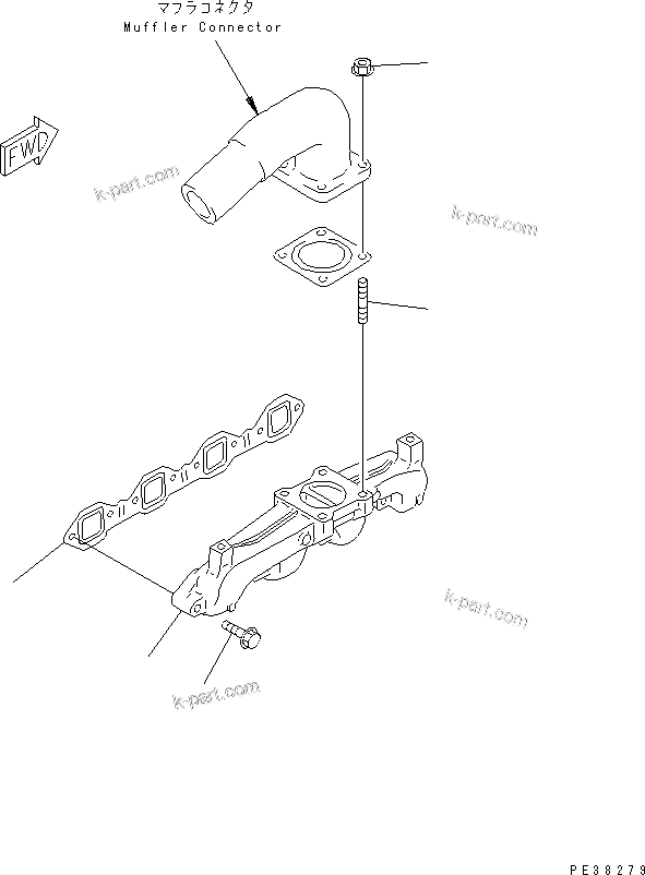 Komatsu parts book diagram for 4D95L-1GG S/N 131803-UP: EXHAUST MANIFOLD