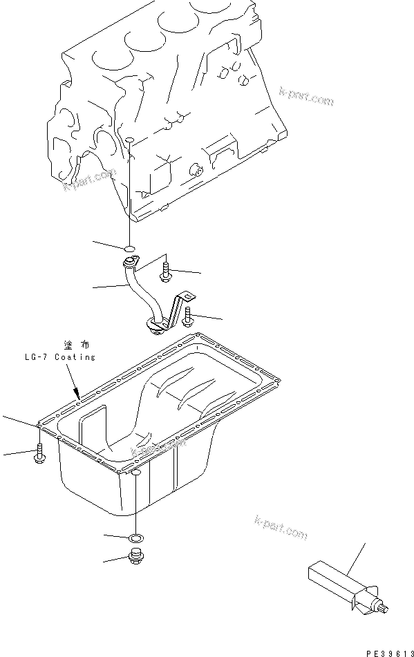 Komatsu parts book diagram for 4D95L-1GG S/N 131803-UP: OIL PAN AND SUCTION TUBE