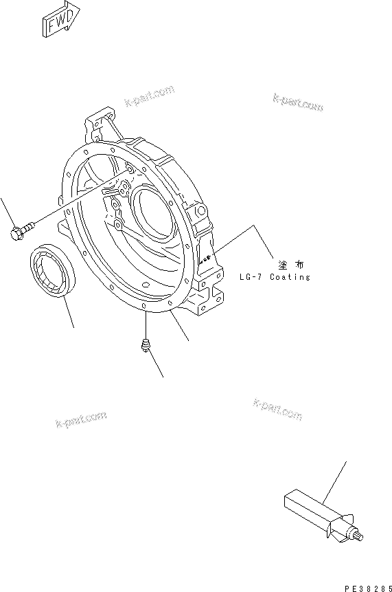Komatsu parts book diagram for 4D95L-1GG S/N 131803-UP: FLYWHEEL HOUSING