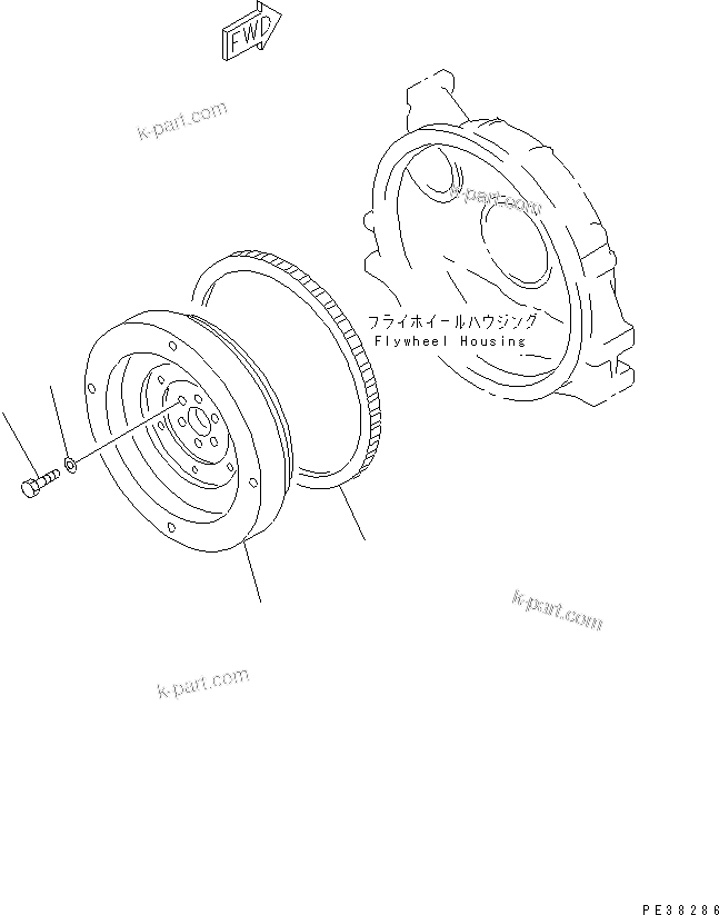 Komatsu parts book diagram for 4D95L-1GG S/N 131803-UP: FLYWHEEL