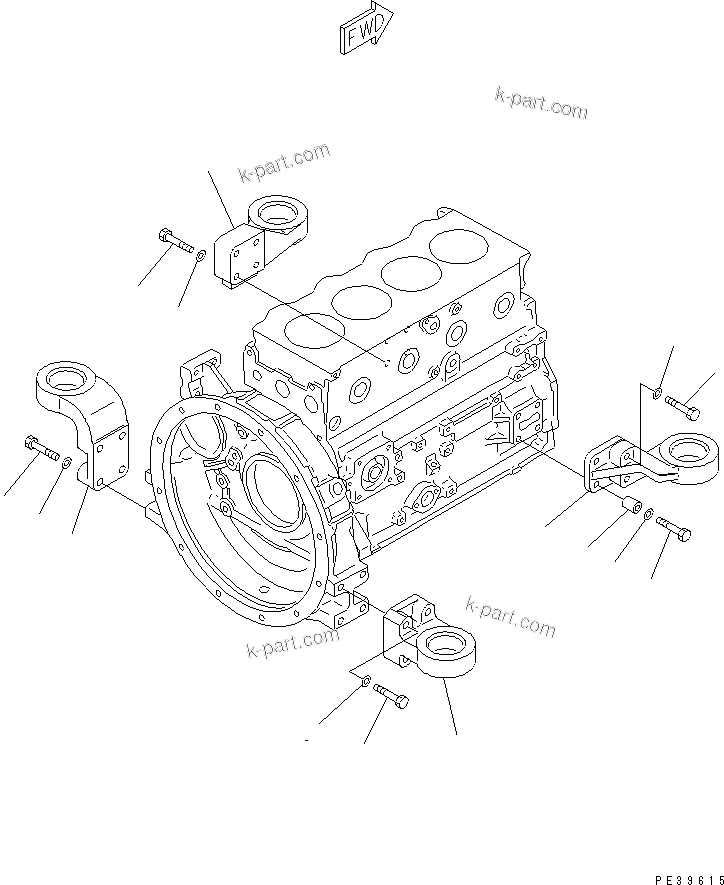 Komatsu parts book diagram for 4D95L-1GG S/N 131803-UP: ENGINE MOUNTING