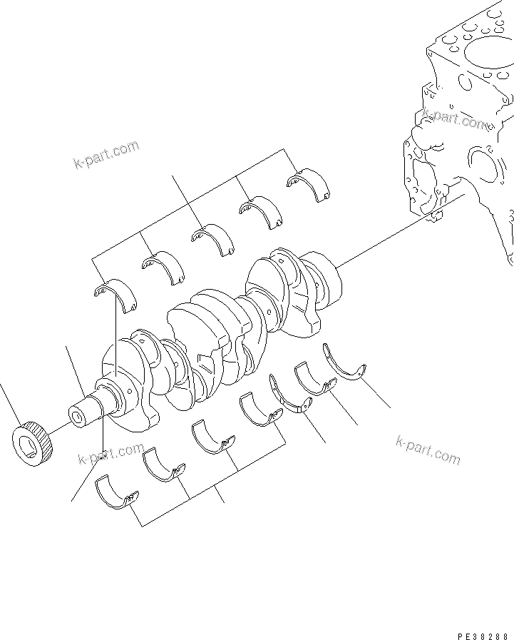 Komatsu parts book diagram for 4D95L-1GG S/N 131803-UP: CRANKSHAFT