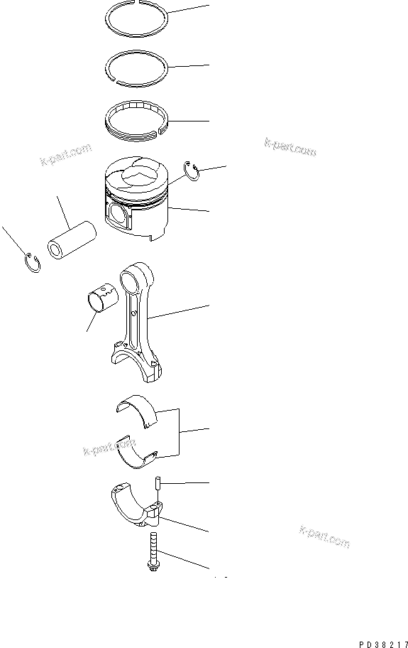 Komatsu parts book diagram for 4D95L-1GG S/N 131803-UP: PISTON