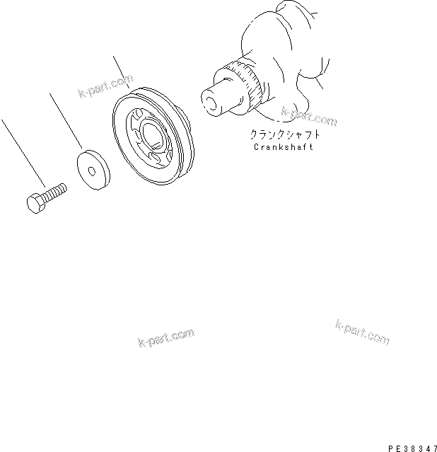 Komatsu parts book diagram for 4D95L-1GG S/N 131803-UP: CRANK PULLEY (NON HARDENING)