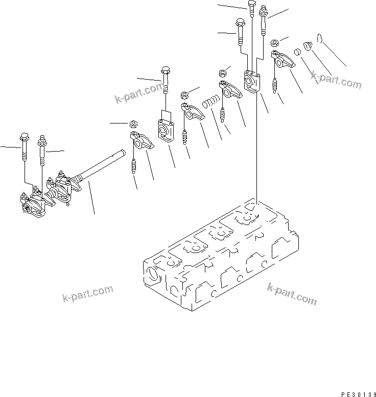 Komatsu parts book diagram for 4D95L-1GG S/N 131803-UP: ROCKER ARM