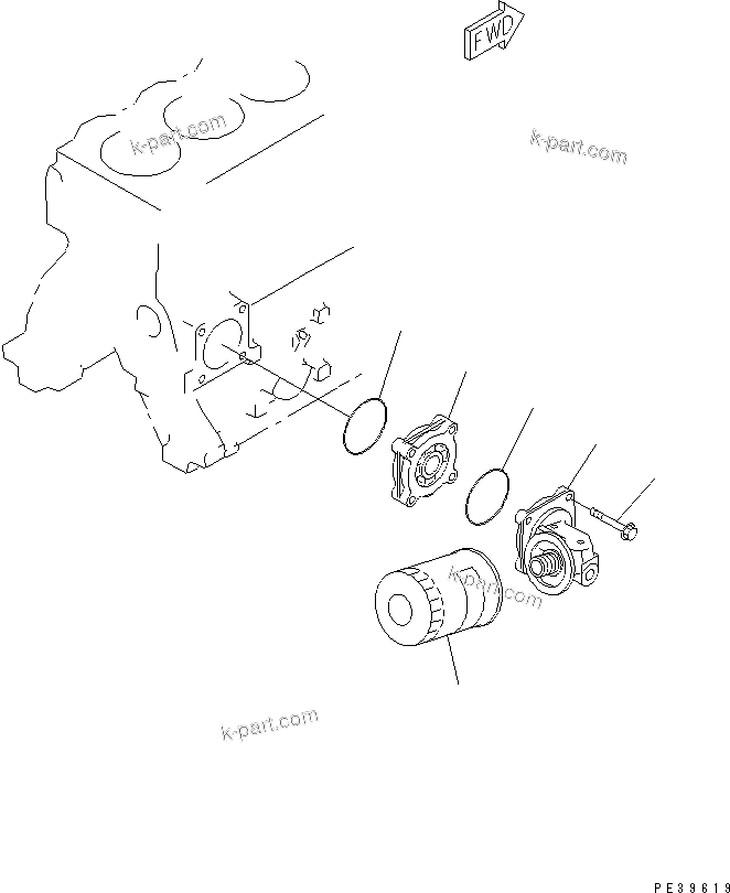 Komatsu parts book diagram for 4D95L-1GG S/N 131803-UP: OIL FILTER