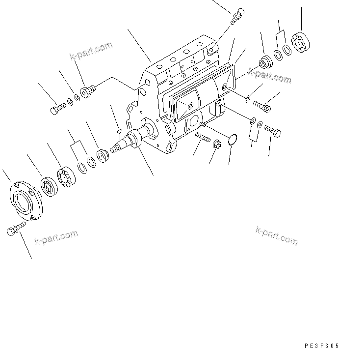 Komatsu parts book diagram for 4D95L-1GG S/N 131803-UP: FUEL INJECTION PUMP (PUMP) (1/2) (INNER PARTS)