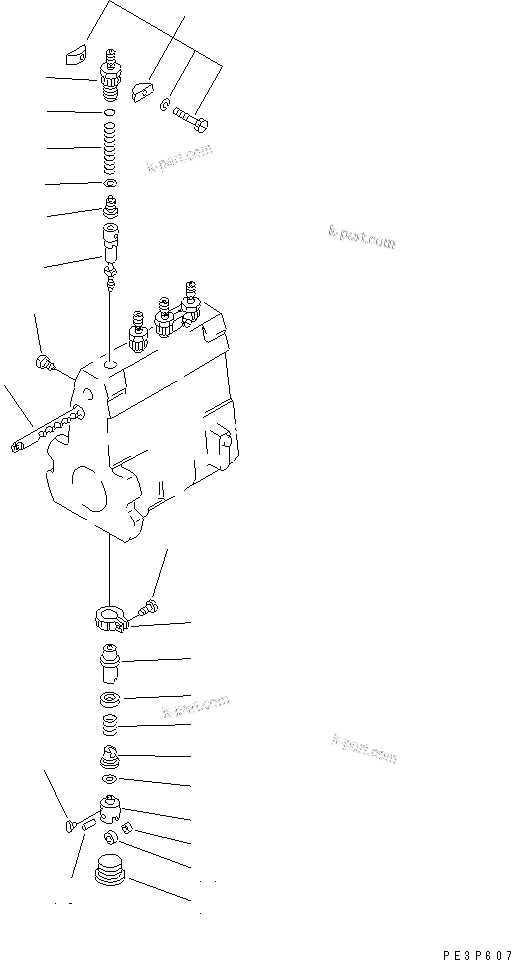 Komatsu parts book diagram for 4D95L-1GG S/N 131803-UP: FUEL INJECTION PUMP (PUMP) (2/2) (INNER PARTS)