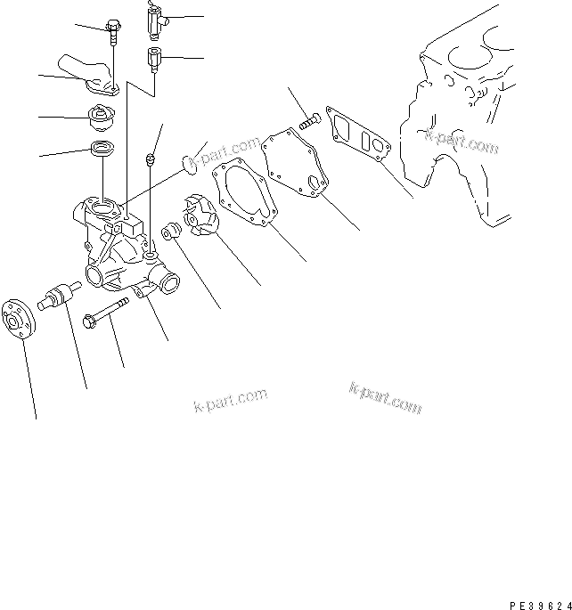 Komatsu parts book diagram for 4D95L-1GG S/N 131803-UP: WATER PUMP