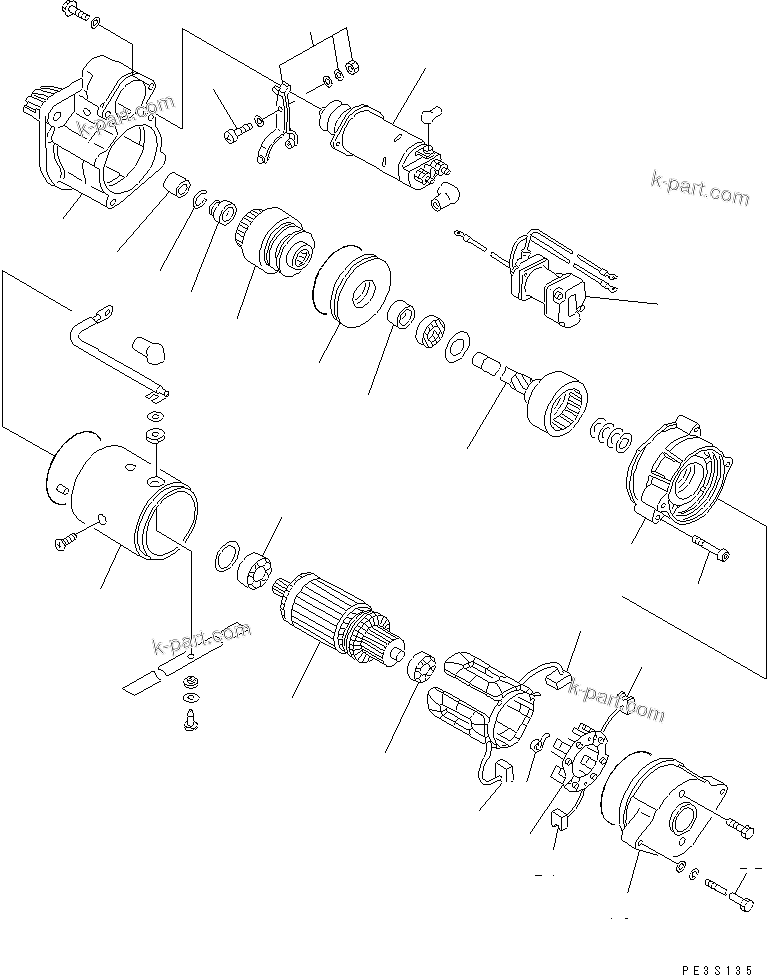 Komatsu parts book diagram for 4D95L-1GG S/N 131803-UP: STARTING MOTOR (2.8KW) (INNER PARTS)