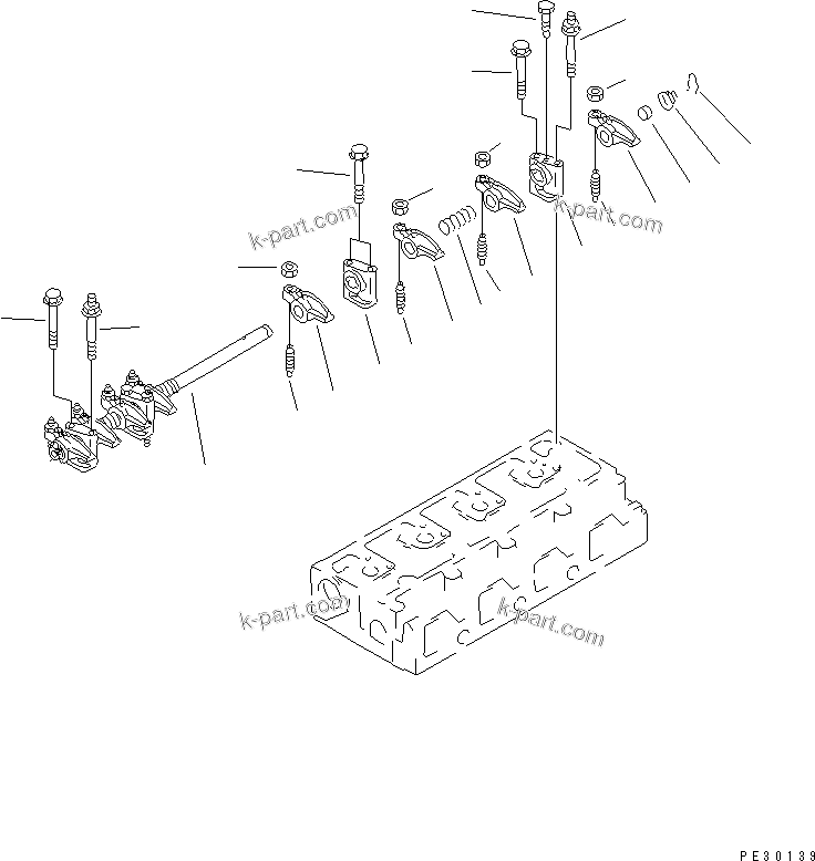 Komatsu parts book diagram for 4D95L-1G S/N 16084-UP: ROCKER ARM