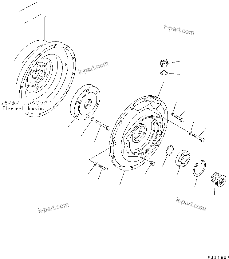 Komatsu parts book diagram for 4D95L-1G S/N 16084-UP: POWER TAKE OFF