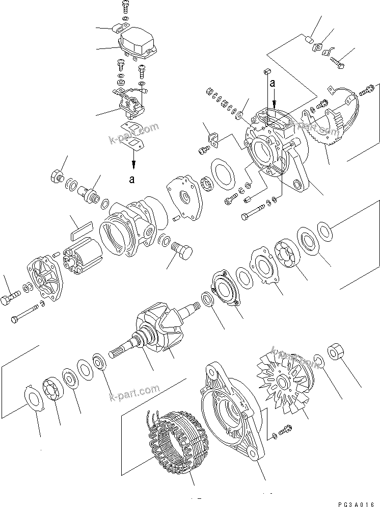 Komatsu parts book diagram for 4D95L-1G S/N 16084-UP: ALTERNATOR (25A)