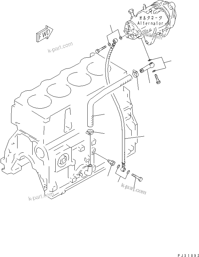 Komatsu parts book diagram for 4D95L-1G S/N 16084-UP: VACUUM PUMP PIPING