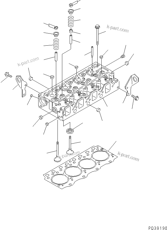 Komatsu parts book diagram for 4D95L-1G S/N 16084-UP: CYLINDER HEAD
